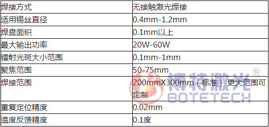 激光焊錫機設備參數